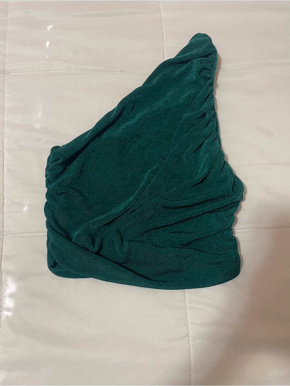 Green Shimmery One Shoulder Top
